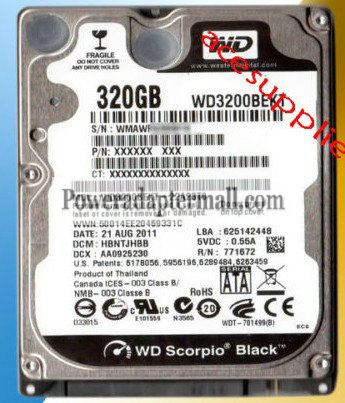 2.5" WD 320GB WD3200BEKT HARD DRIVE16M 7200RPM SATA FOR LAPTOP